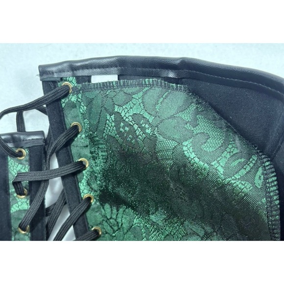 Charmian Green Gold Ornate Corset Whimsigoth Steampunk Regency Boustier Women XL - Picture 9 of 15